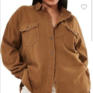 Missguided Camel Boyfriend Fit Denim Shirt
